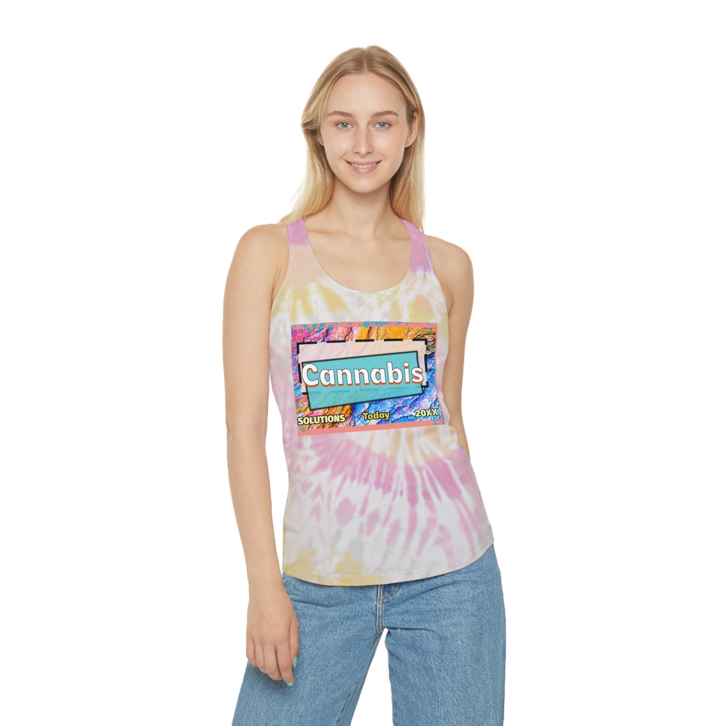 Tie Dye Cannabis Racerback Tank Top - Summer Vibes & Chill Style