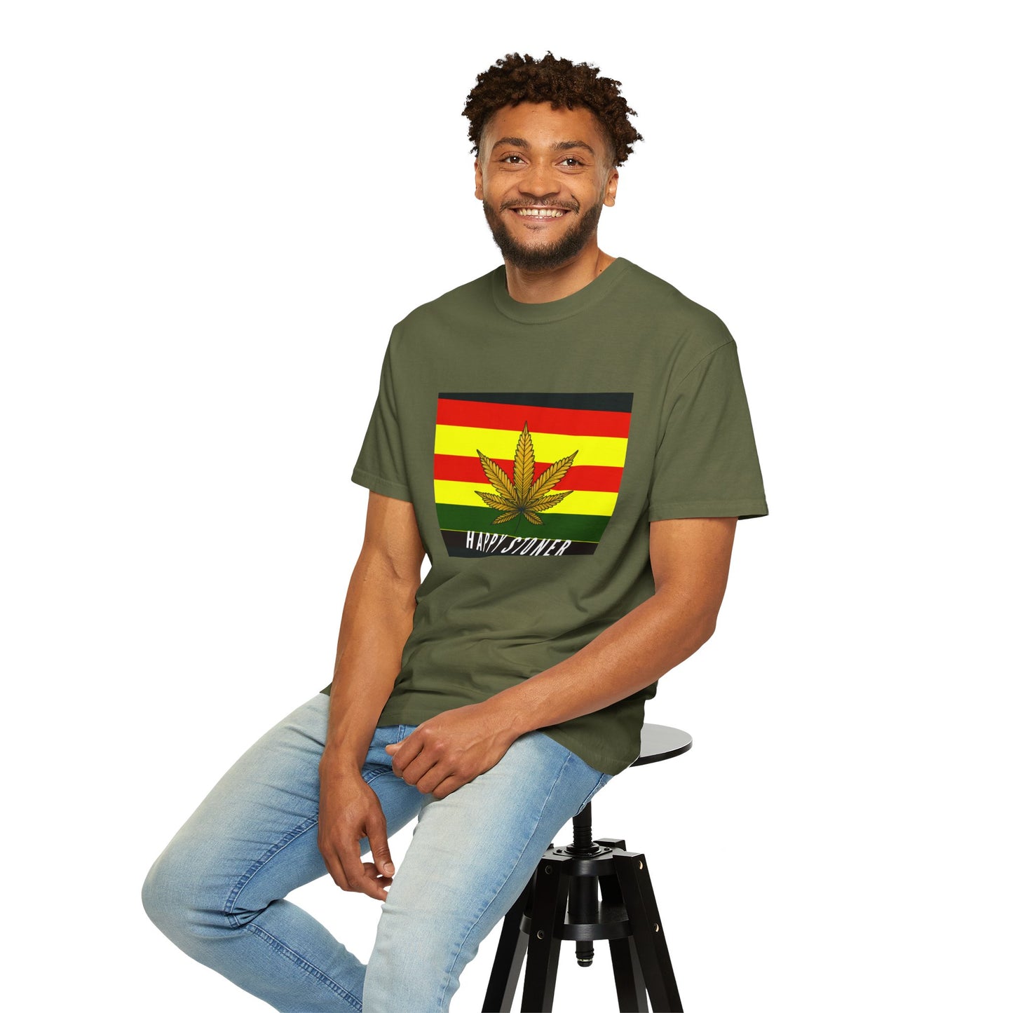 Happy Stoner Unisex Garment-Dyed T-shirt - Chill Vibes for Cannabis Enthusiasts