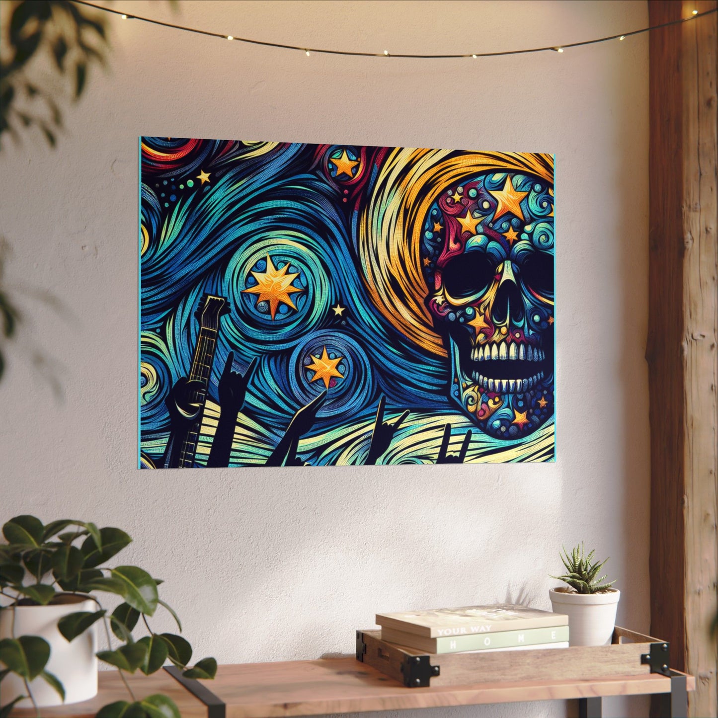 Midnight Rock N Roll Textured Watercolor Matte Posters