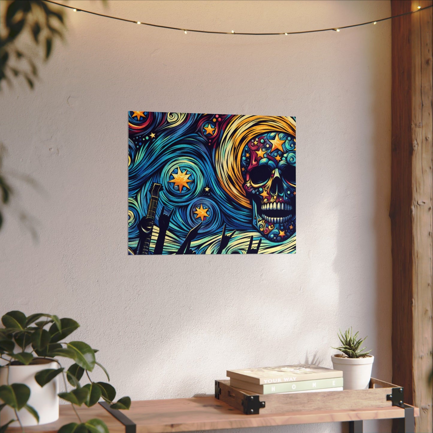 Midnight Rock N Roll Textured Watercolor Matte Posters