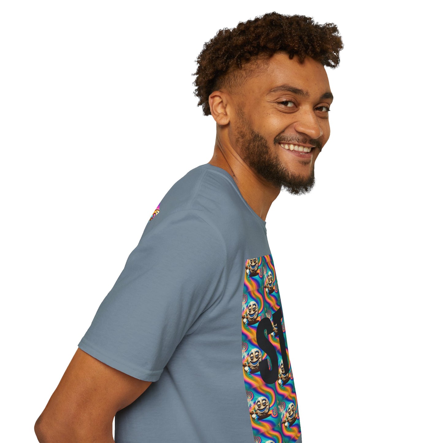Stay Stoned Unisex Softstyle T-Shirt - Retro Vibe Graphic Tee for Fun Gatherings