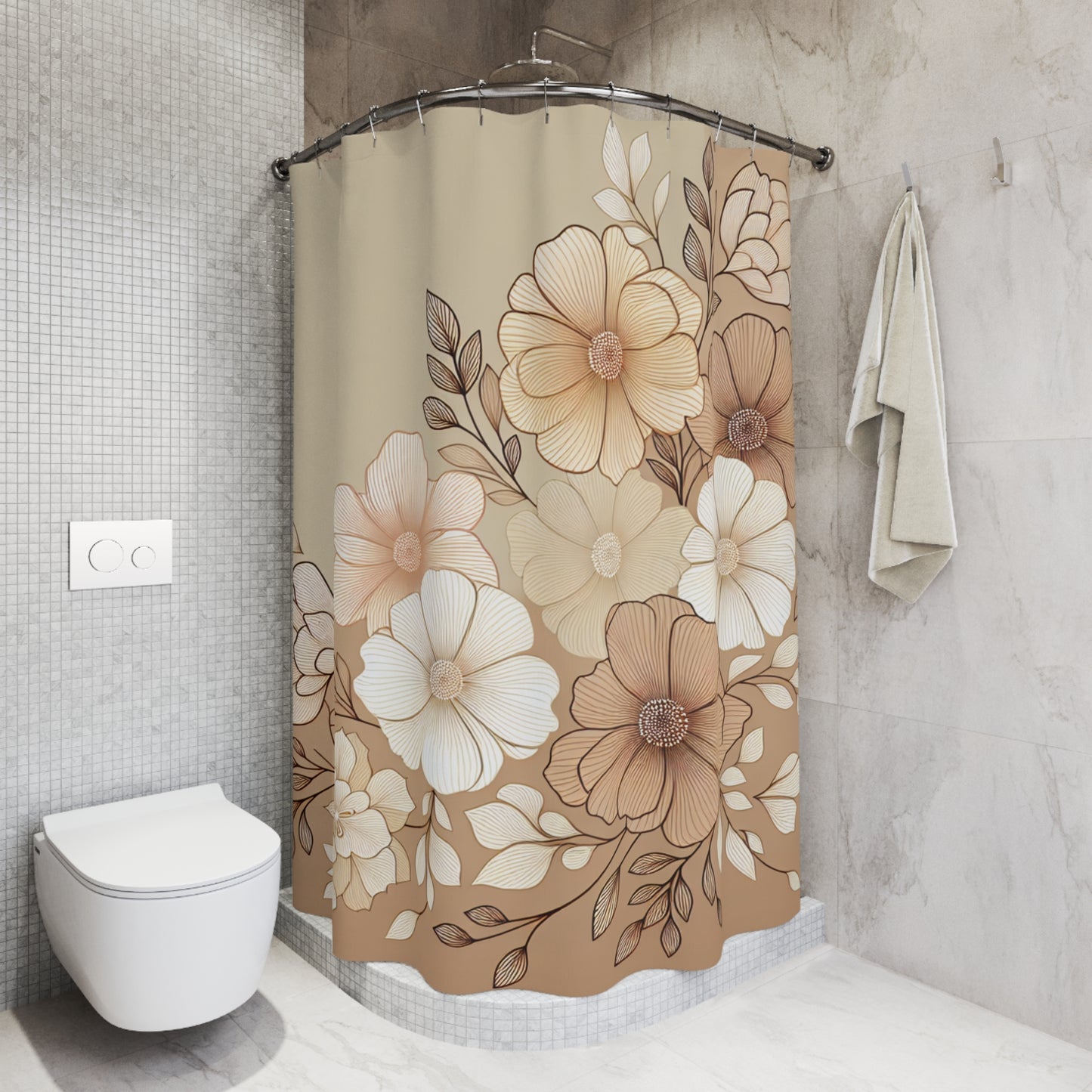 Floral Elegance Shower Curtain - Vintage Flower Design for Chic Bathrooms