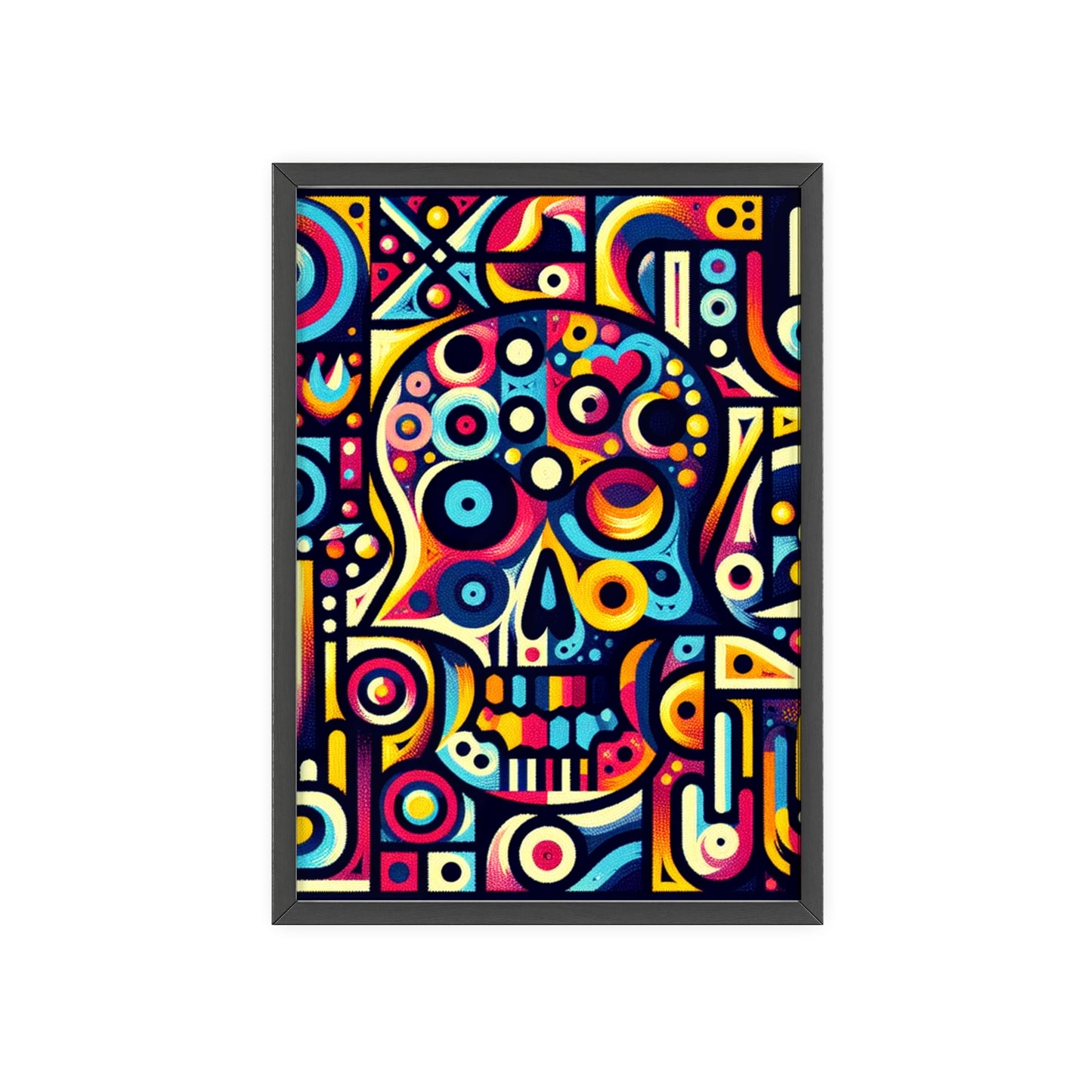 Skull Rock N Roll Posters with Wooden Frame
