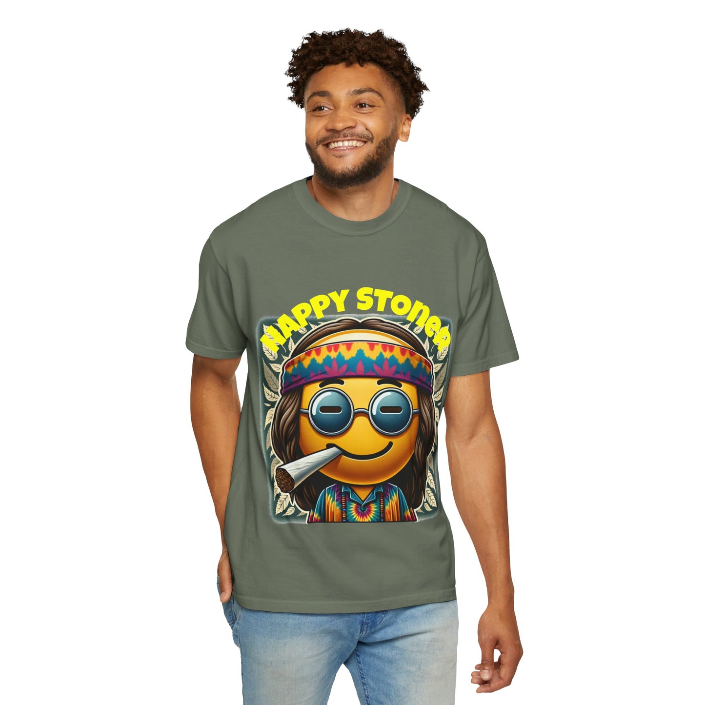 Happy Stoner Unisex Garment-Dyed T-Shirt | Chill Vibe Tee for Budding Enthusiasts