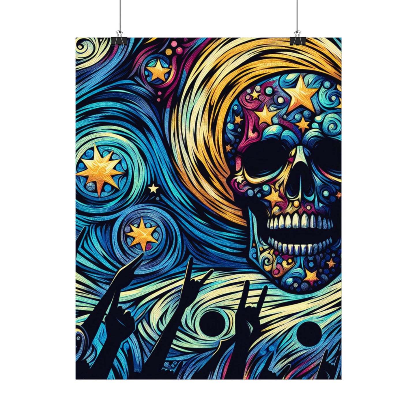 Midnight Rock N Roll Textured Watercolor Matte Posters