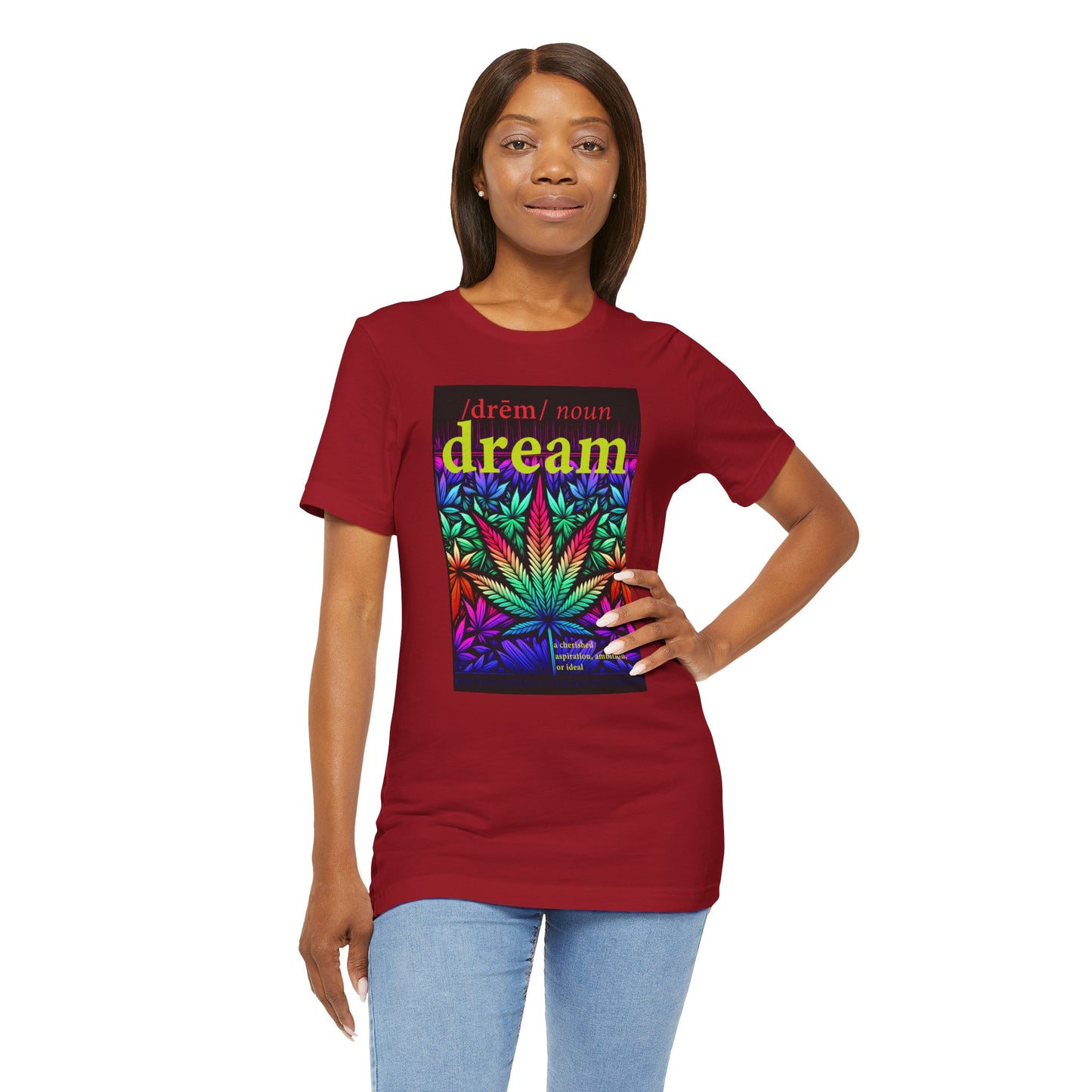 Dream Inspired Unisex Jersey Tee - Vibrant Cannabis Graphic T-Shirt