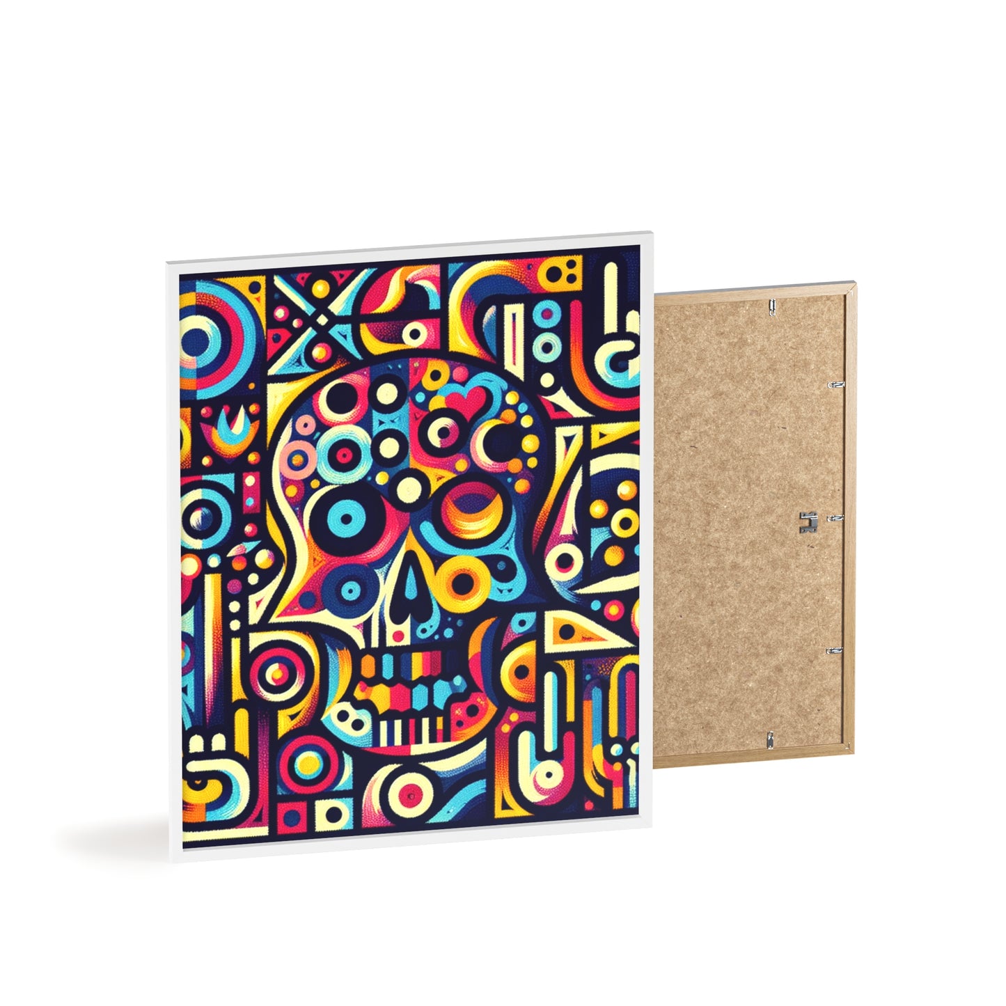 Skull Rock N Roll Posters with Wooden Frame