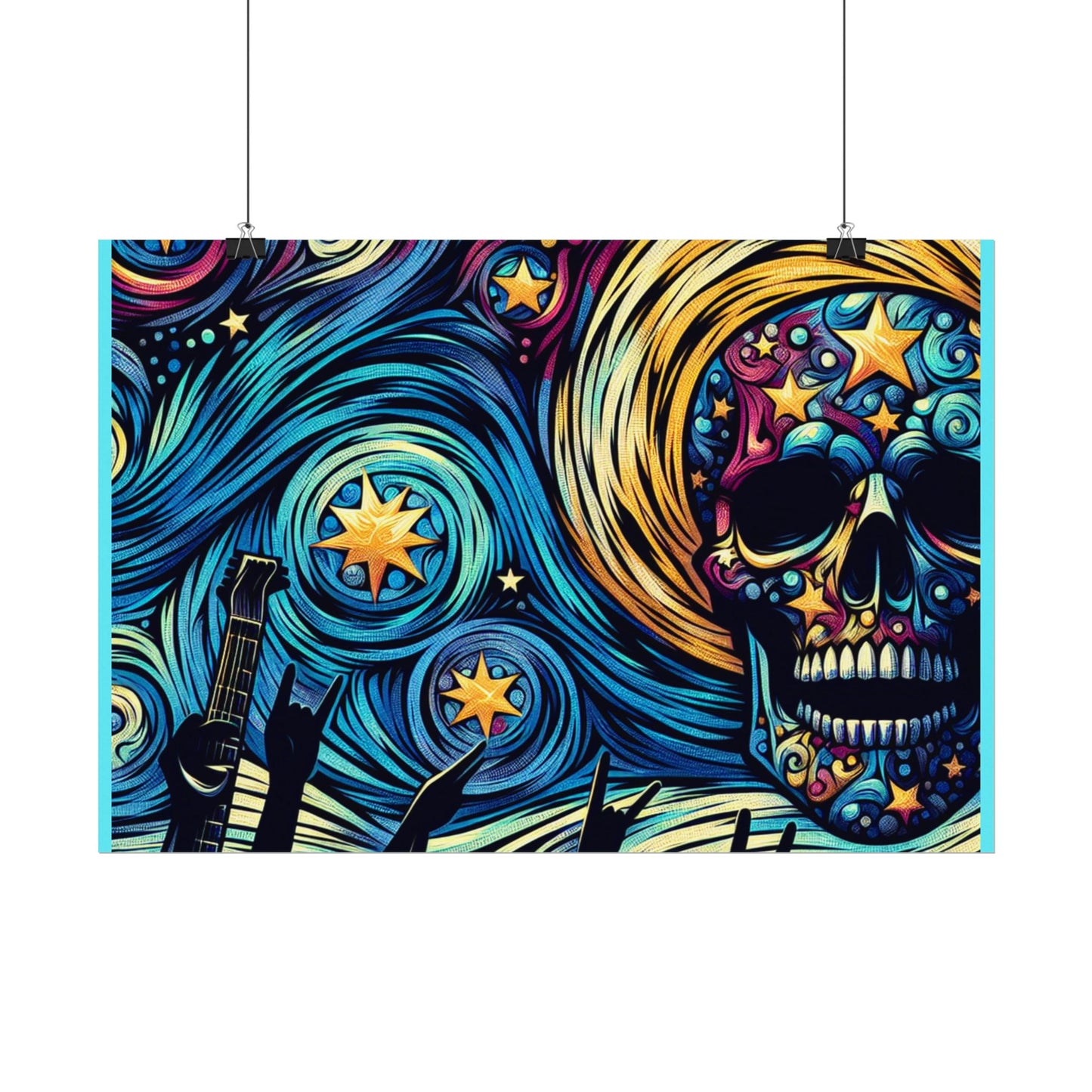 Midnight Rock N Roll Textured Watercolor Matte Posters