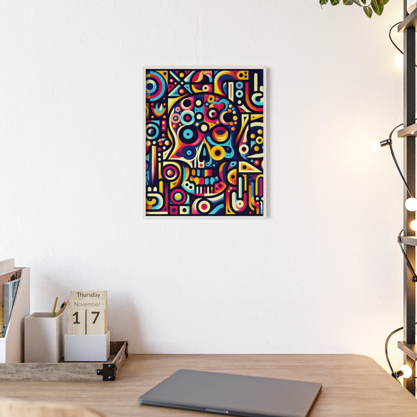Skull Rock N Roll Posters with Wooden Frame