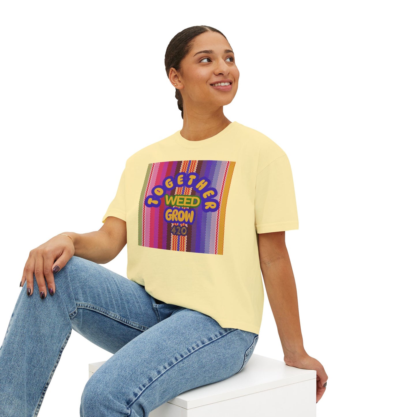 Women's Boxy Tee - Together We Grow Weed Design