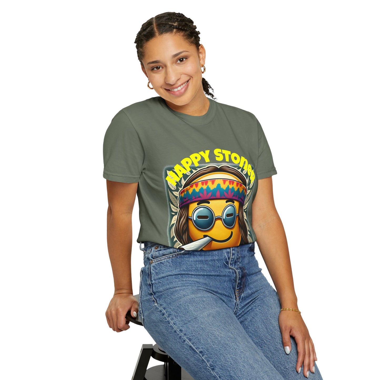 Happy Stoner Unisex Garment-Dyed T-Shirt | Chill Vibe Tee for Budding Enthusiasts
