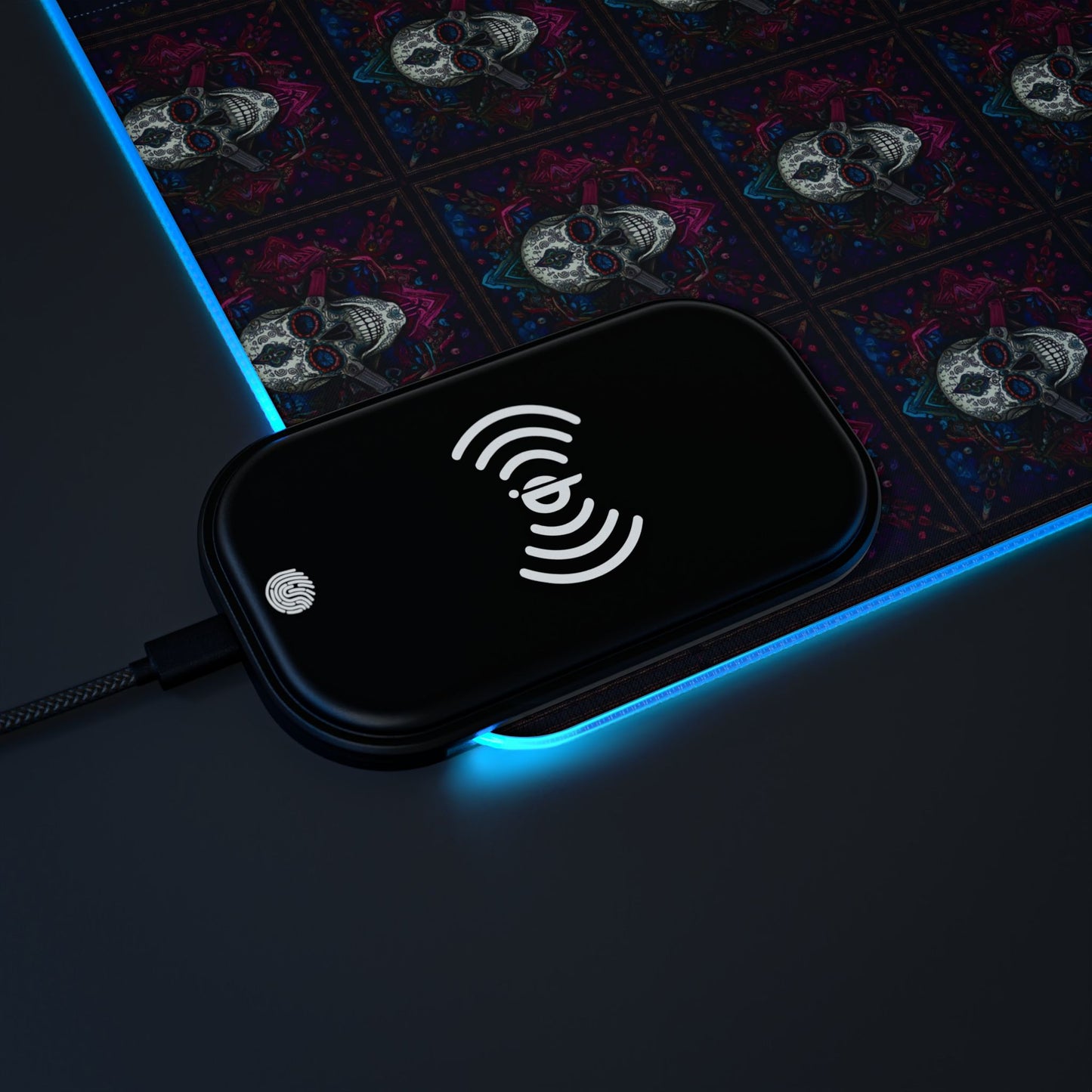 Skull Magic LED Gaming Mouse Pad, Wireless Charging