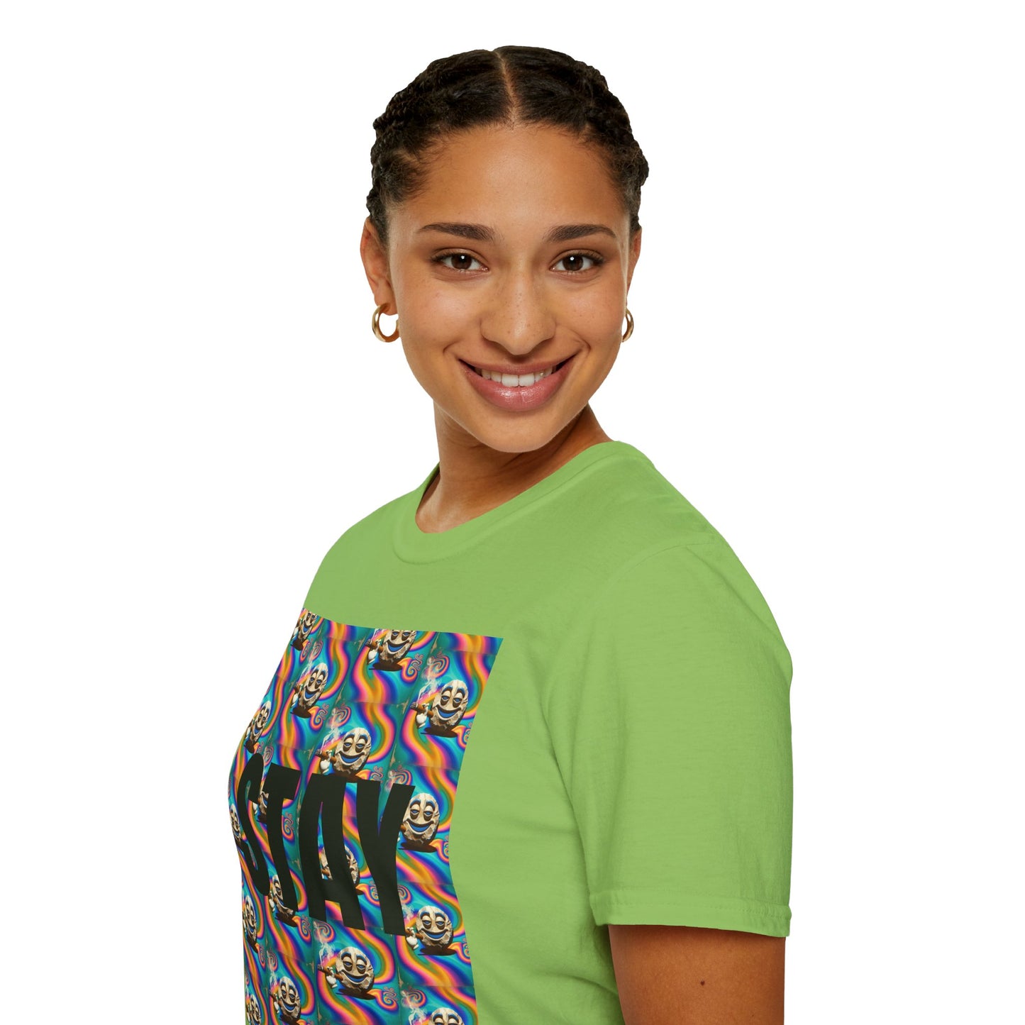 Stay Stoned Unisex Softstyle T-Shirt - Retro Vibe Graphic Tee for Fun Gatherings