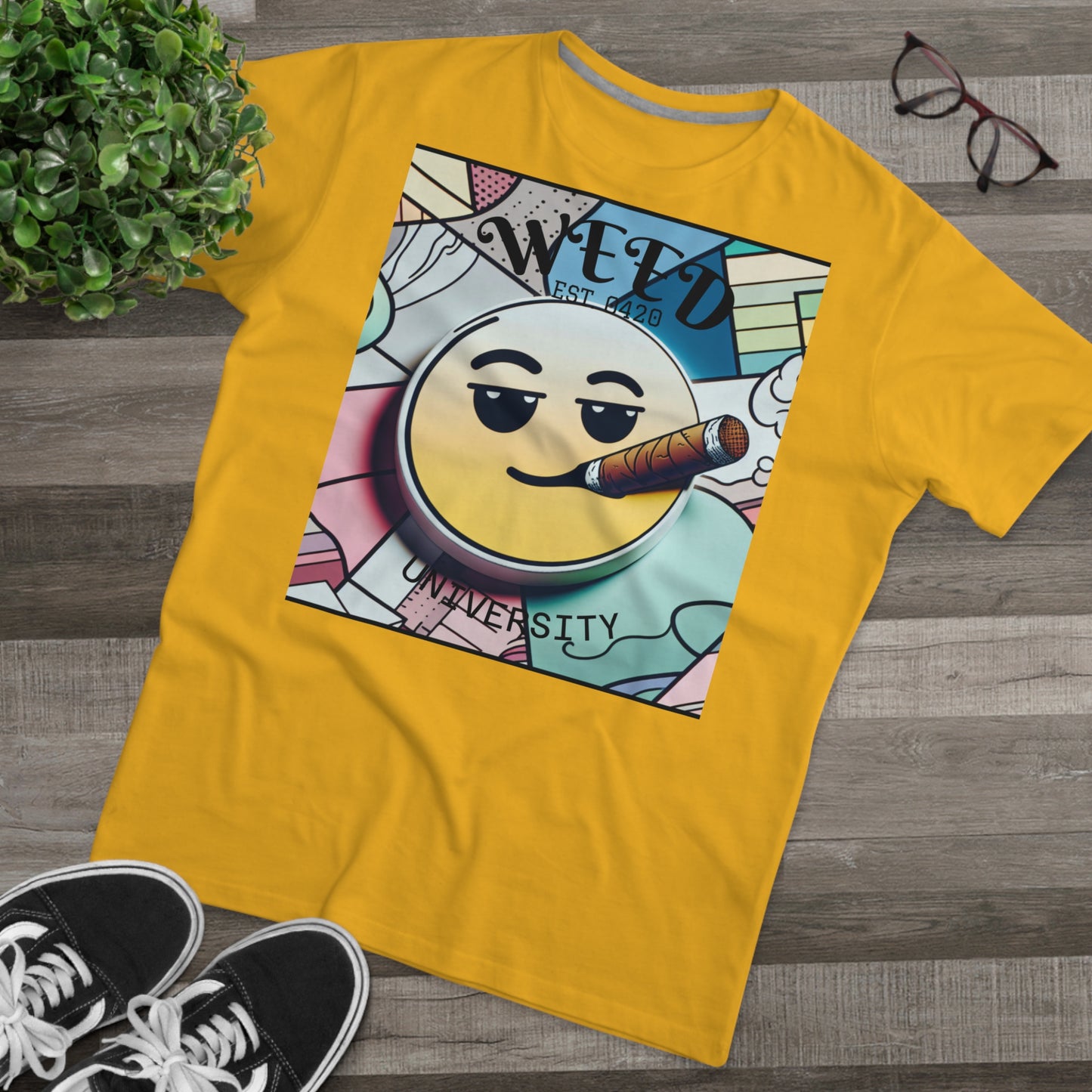 Cozy Weed University Tee - Modern Fit Cannabis T-Shirt for Fun Lovers