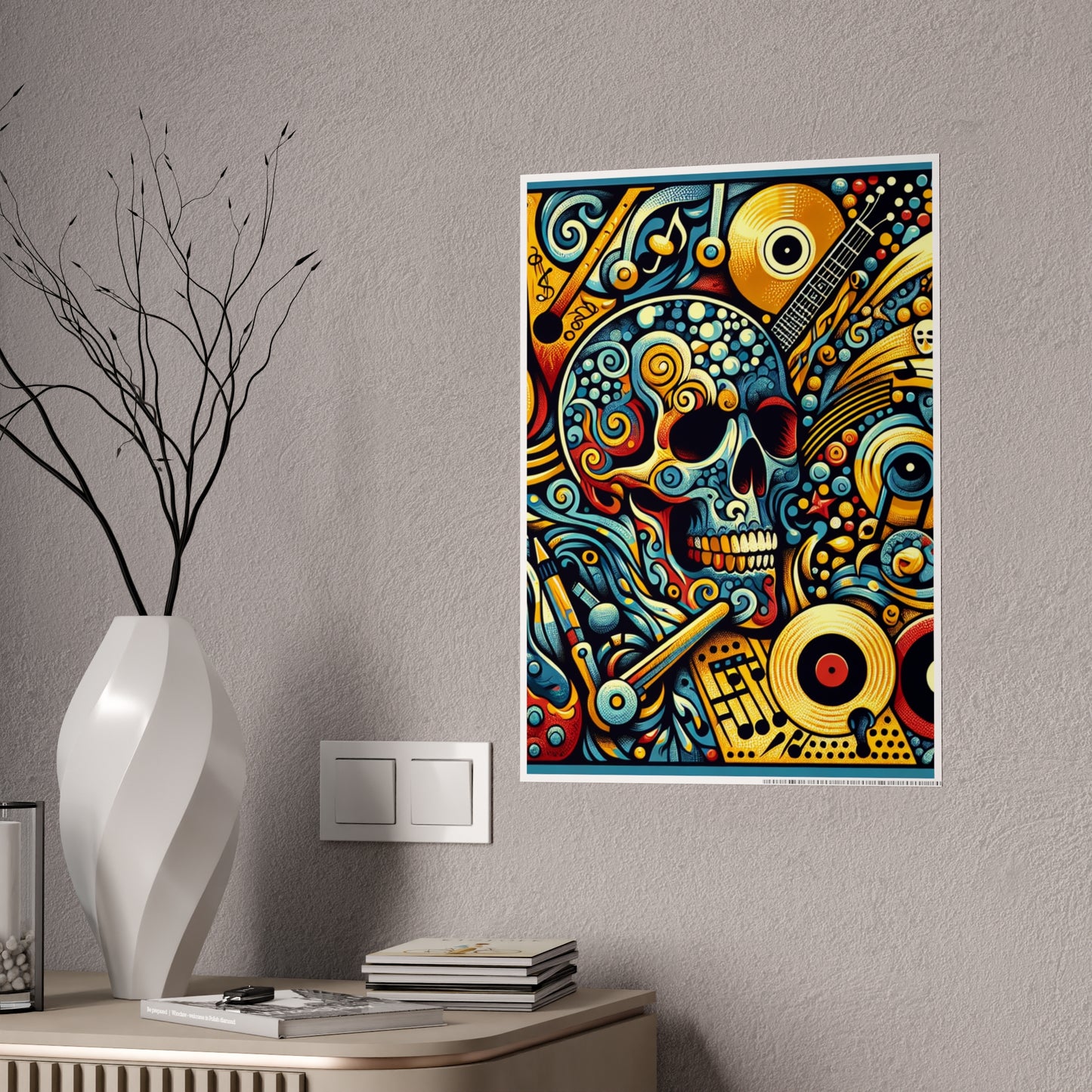 Skull Rock N Roll Gloss Posters
