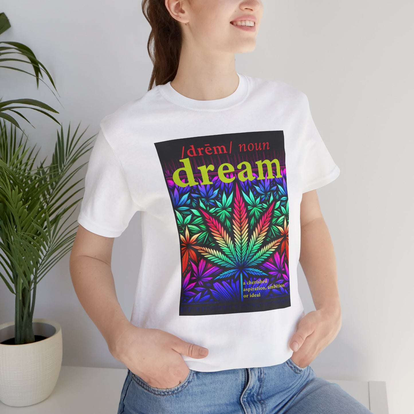 Dream Inspired Unisex Jersey Tee - Vibrant Cannabis Graphic T-Shirt