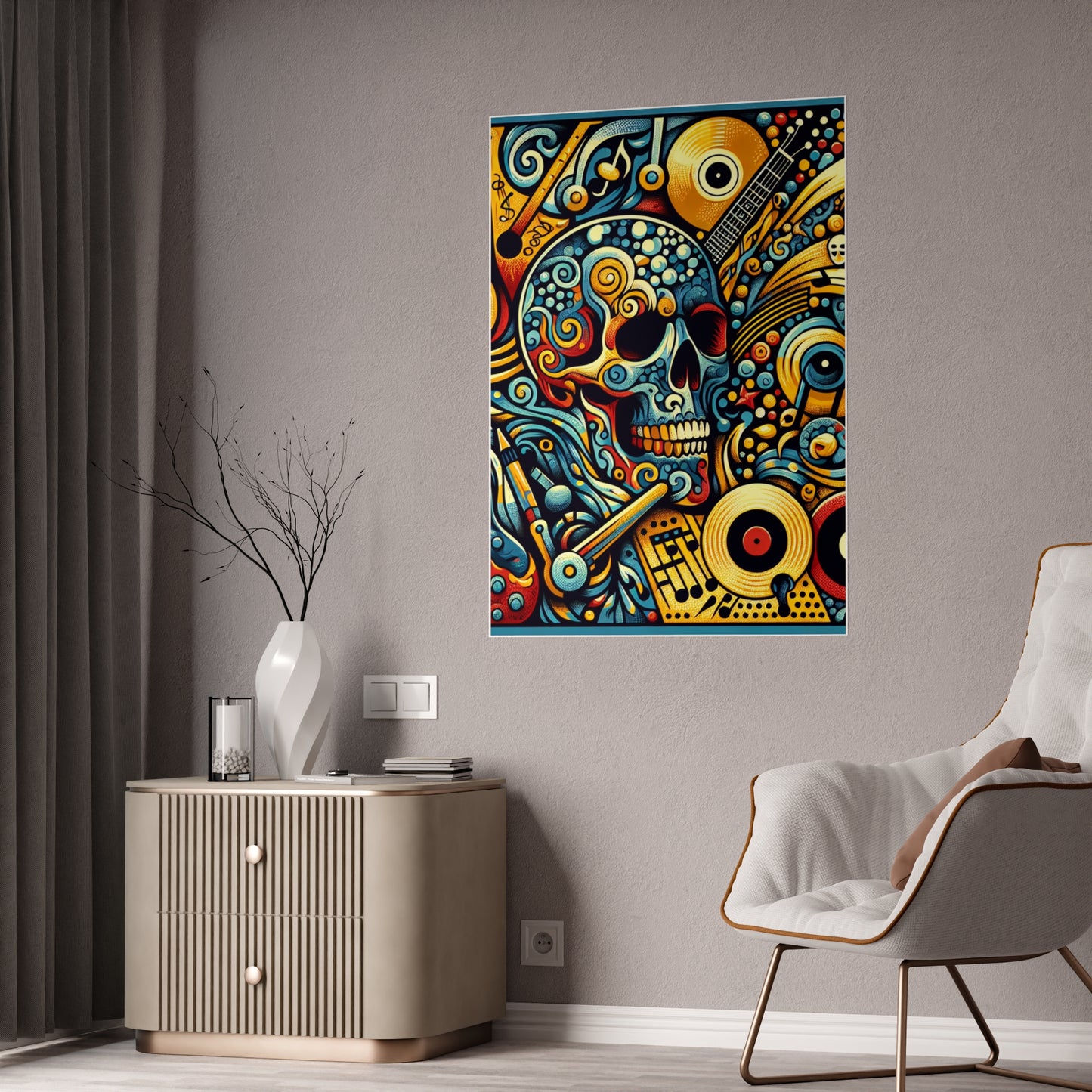 Skull Rock N Roll Gloss Posters