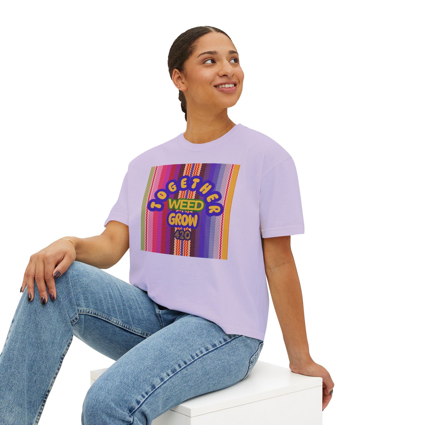 Women's Boxy Tee - Together We Grow Weed Design