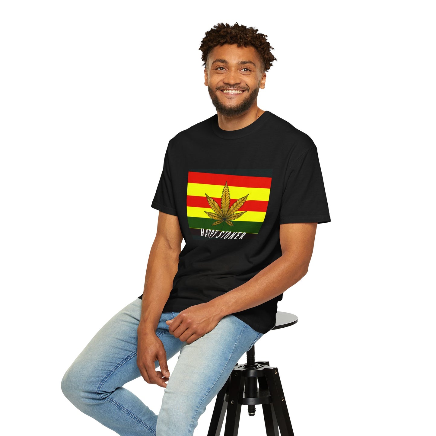 Happy Stoner Unisex Garment-Dyed T-shirt - Chill Vibes for Cannabis Enthusiasts