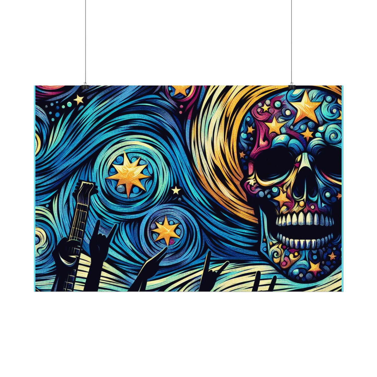 Midnight Rock N Roll Textured Watercolor Matte Posters