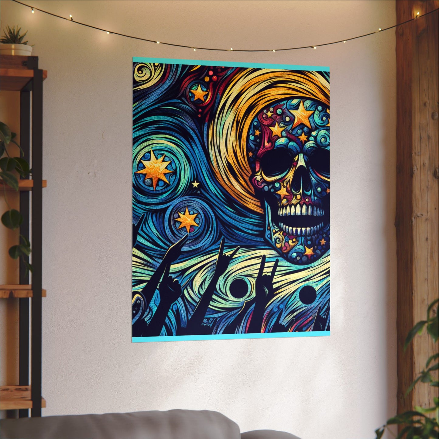 Midnight Rock N Roll Textured Watercolor Matte Posters