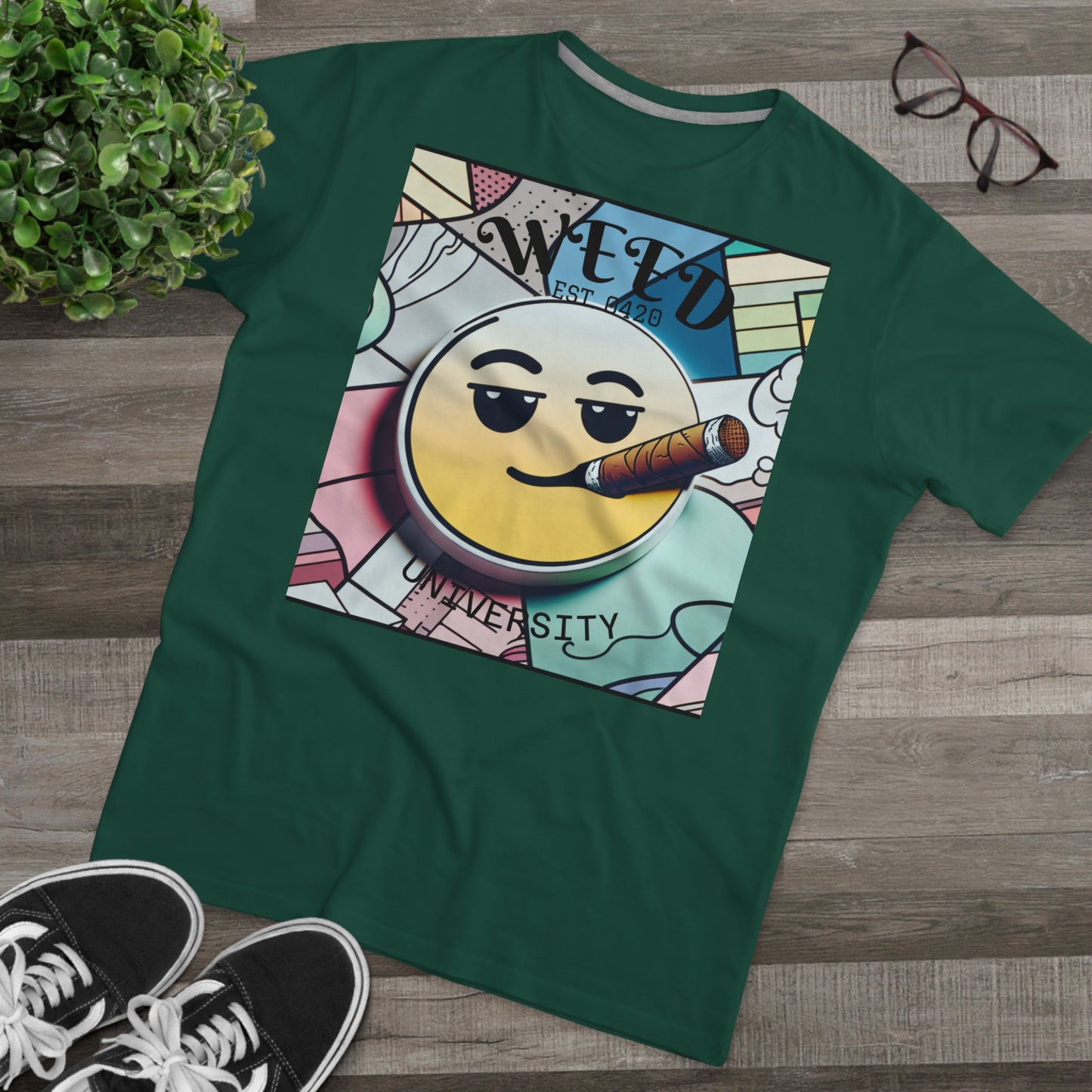 Cozy Weed University Tee - Modern Fit Cannabis T-Shirt for Fun Lovers