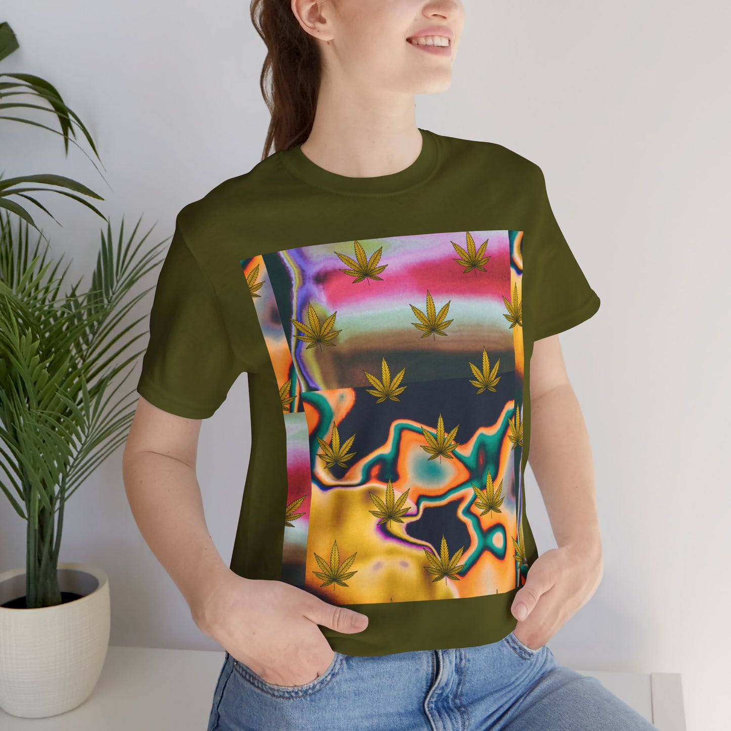 Vibrant Leaf Graphic Tee - Unisex Jersey Short Sleeve T-Shirt