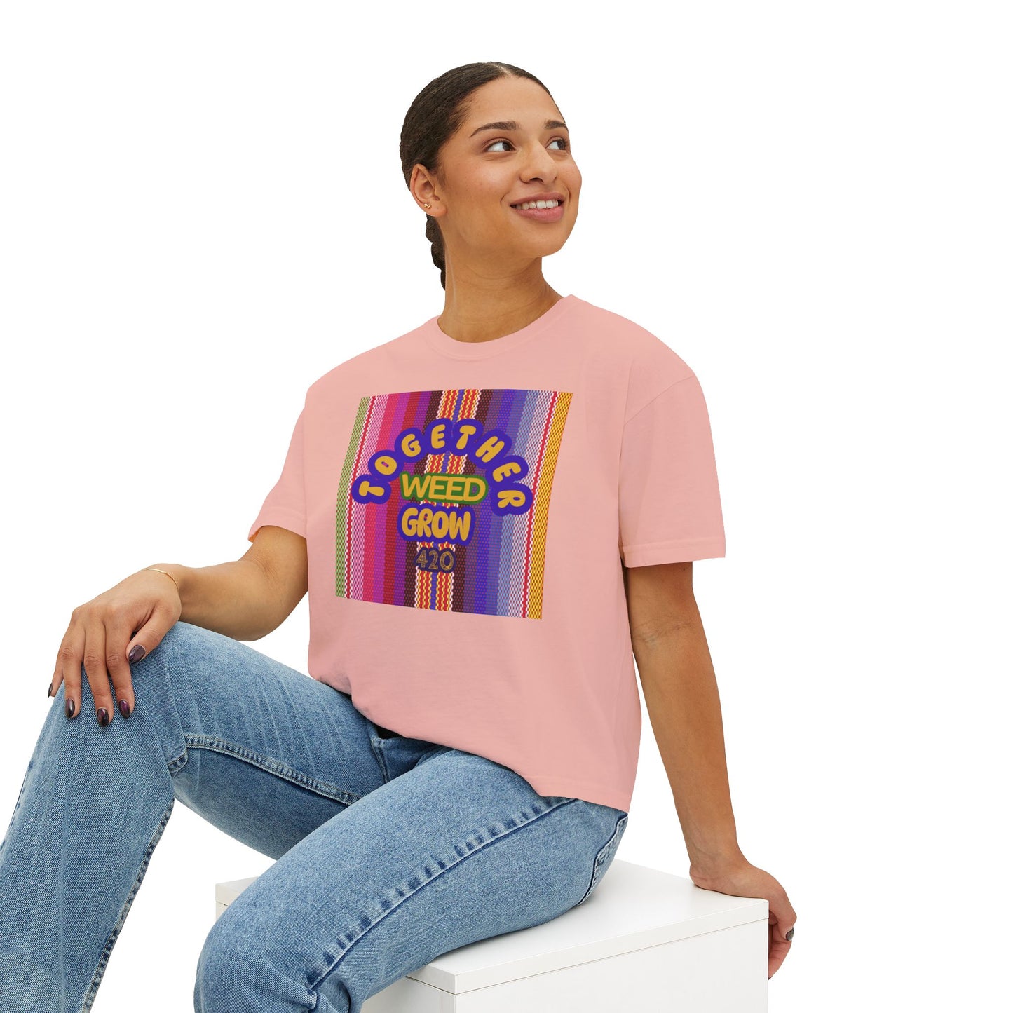 Women's Boxy Tee - Together We Grow Weed Design