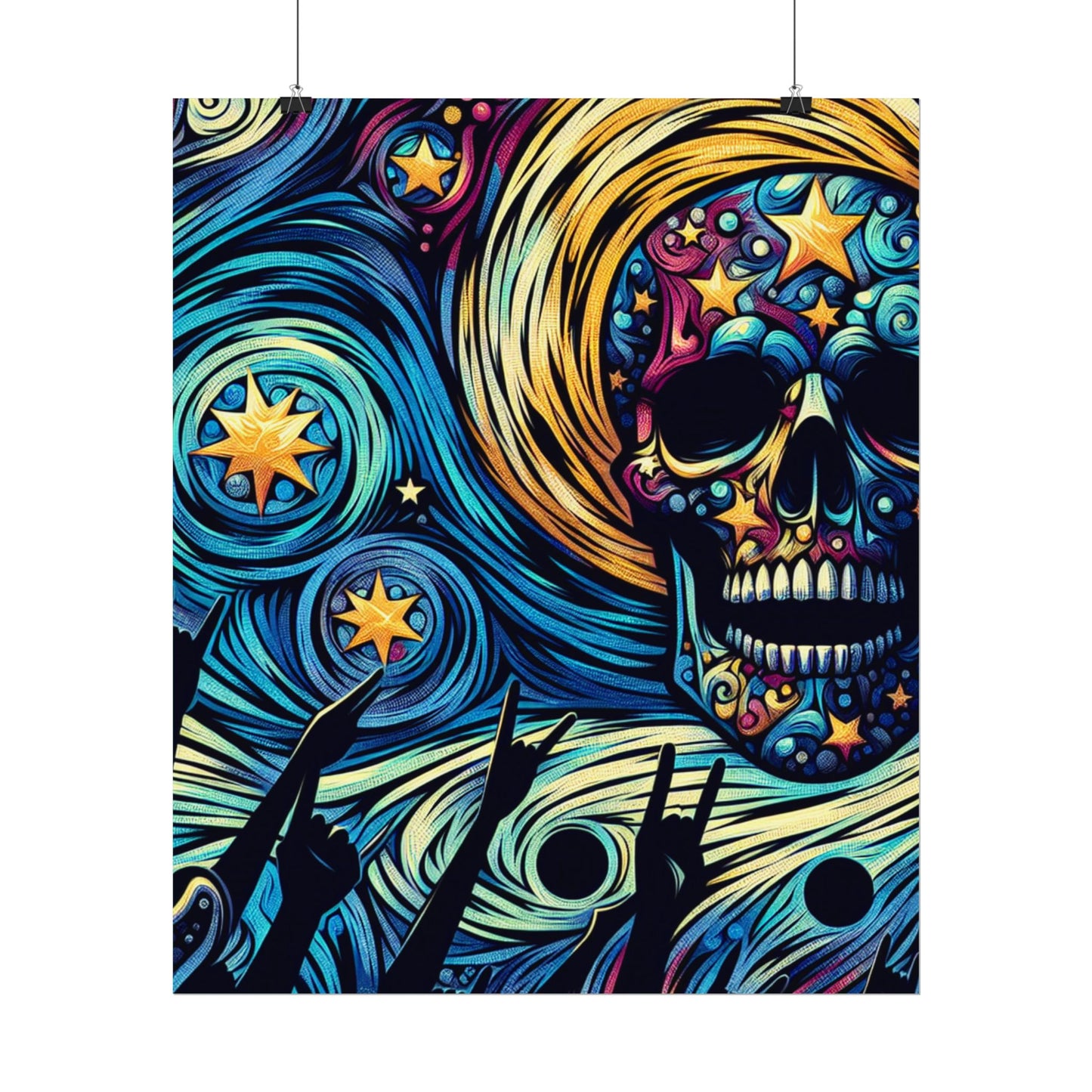Midnight Rock N Roll Textured Watercolor Matte Posters