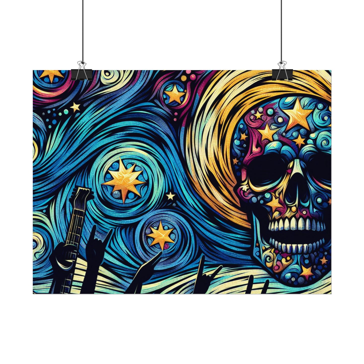 Midnight Rock N Roll Textured Watercolor Matte Posters