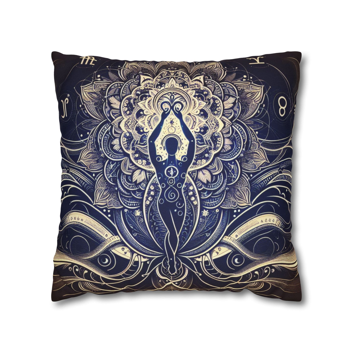 Mandala Yoga Inspired Square Pillowcase | Bohemian Home Decor