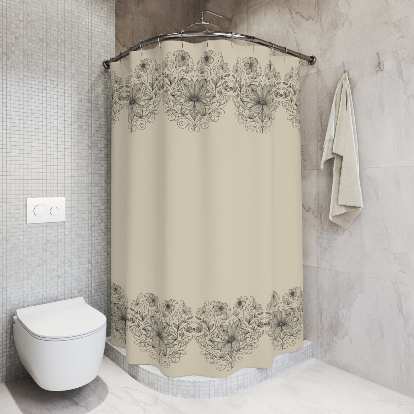 Elegant Floral Shower Curtain - Vintage Botanical Design