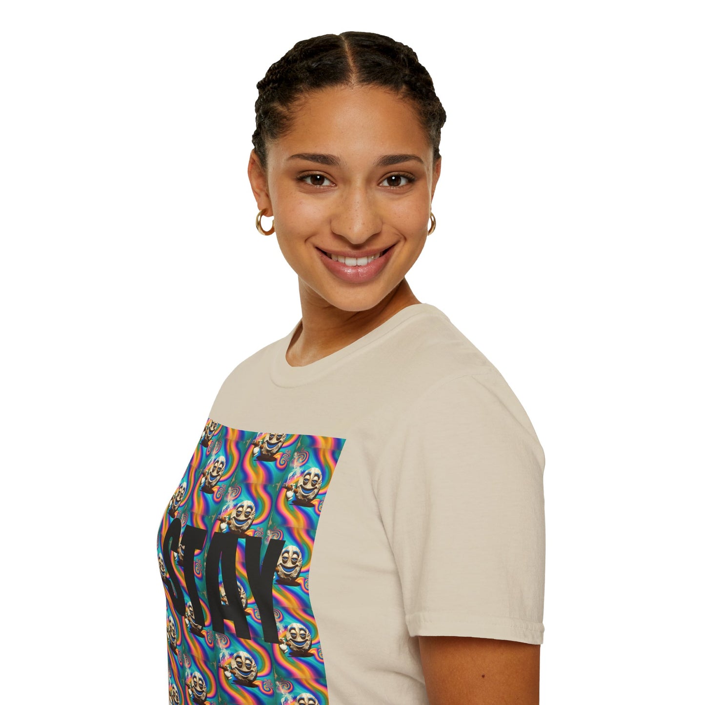 Stay Stoned Unisex Softstyle T-Shirt - Retro Vibe Graphic Tee for Fun Gatherings