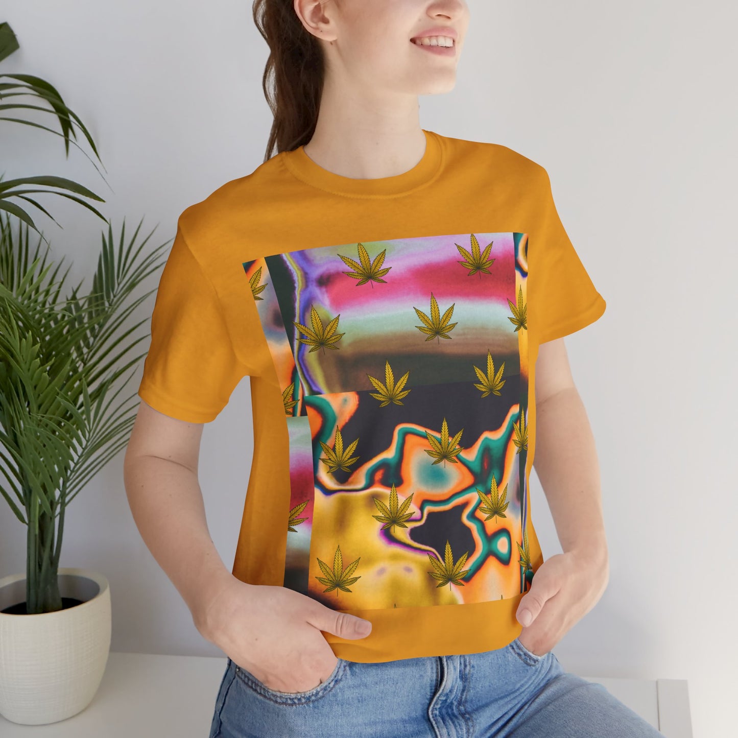 Vibrant Leaf Graphic Tee - Unisex Jersey Short Sleeve T-Shirt