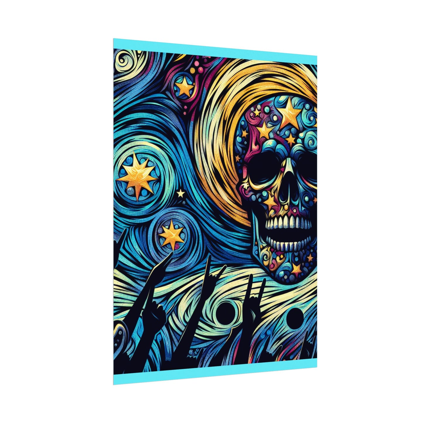 Midnight Rock N Roll Textured Watercolor Matte Posters