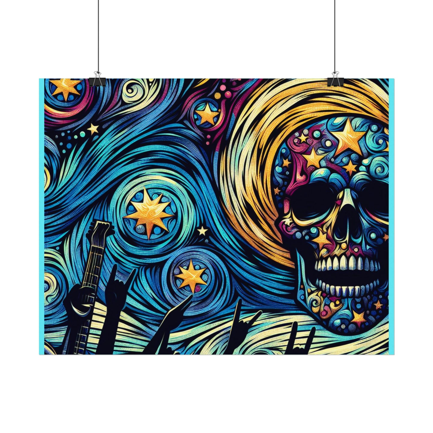 Midnight Rock N Roll Textured Watercolor Matte Posters