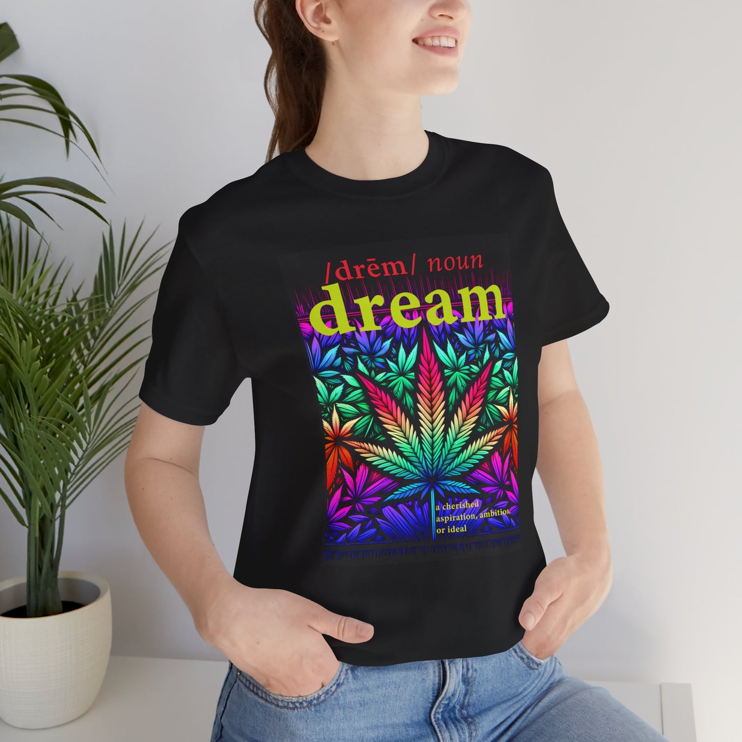 Dream Inspired Unisex Jersey Tee - Vibrant Cannabis Graphic T-Shirt