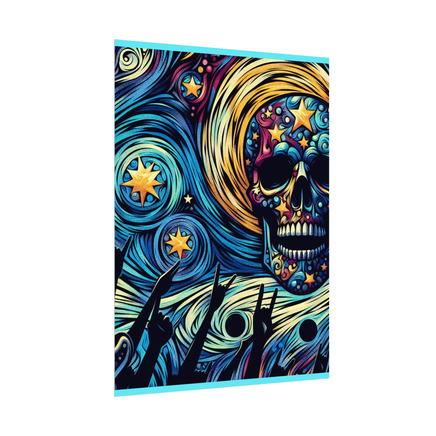 Midnight Rock N Roll Textured Watercolor Matte Posters