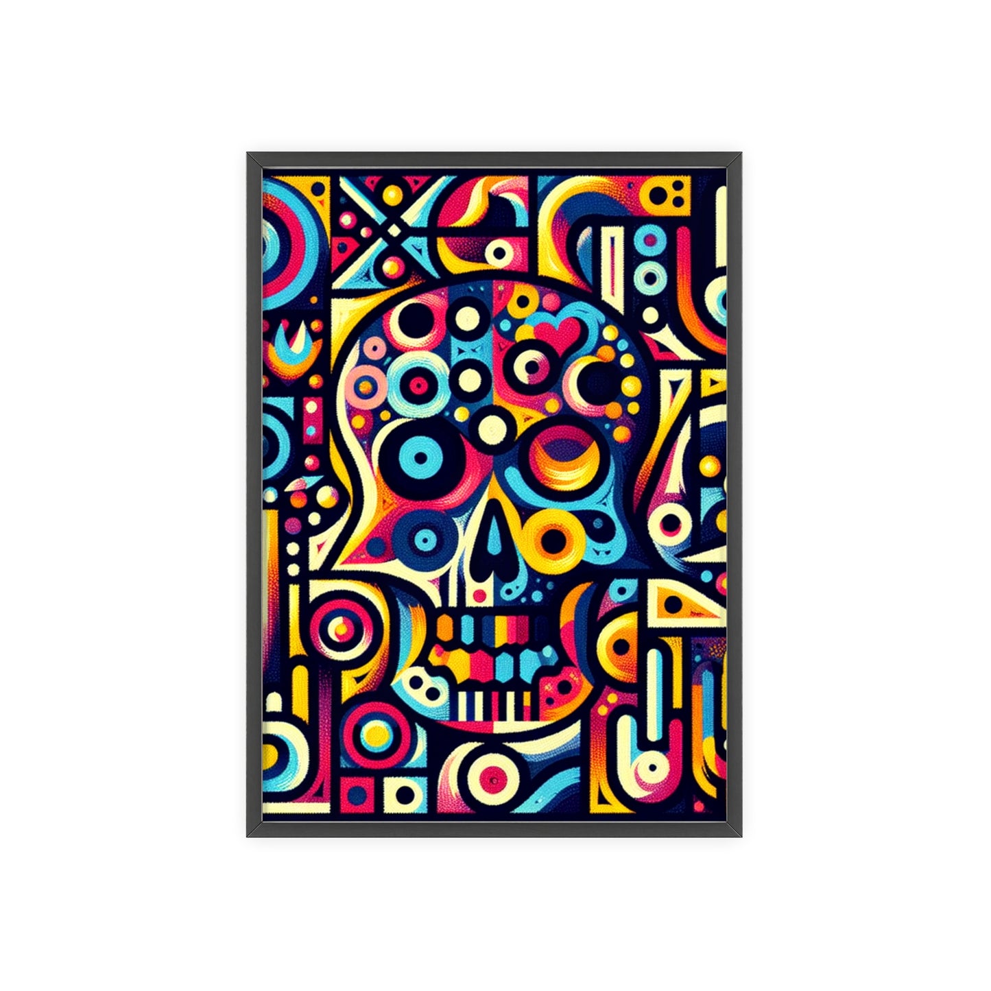 Skull Rock N Roll Posters with Wooden Frame