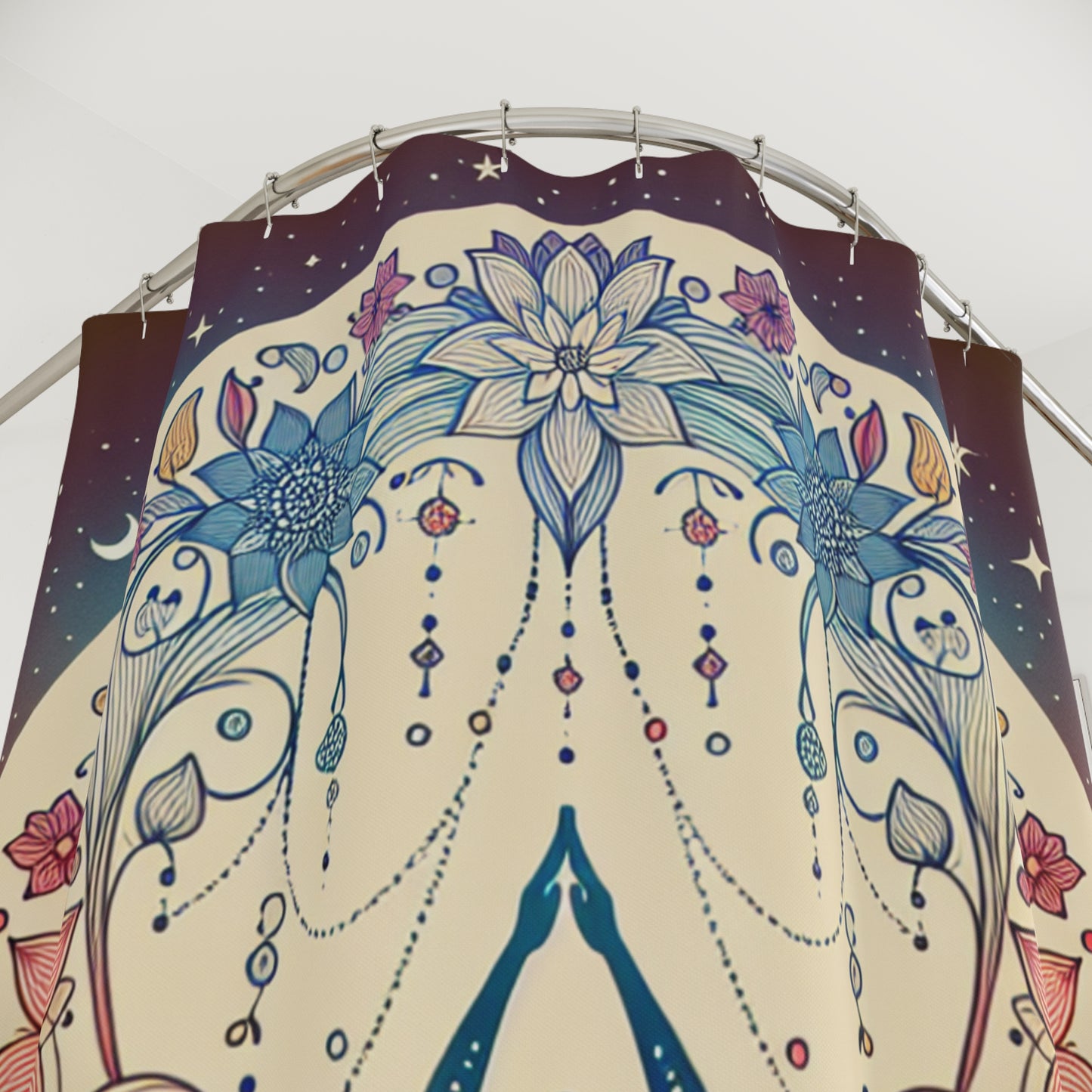 Bohemian Floral Yoga Shower Curtain - Zen Home Decor