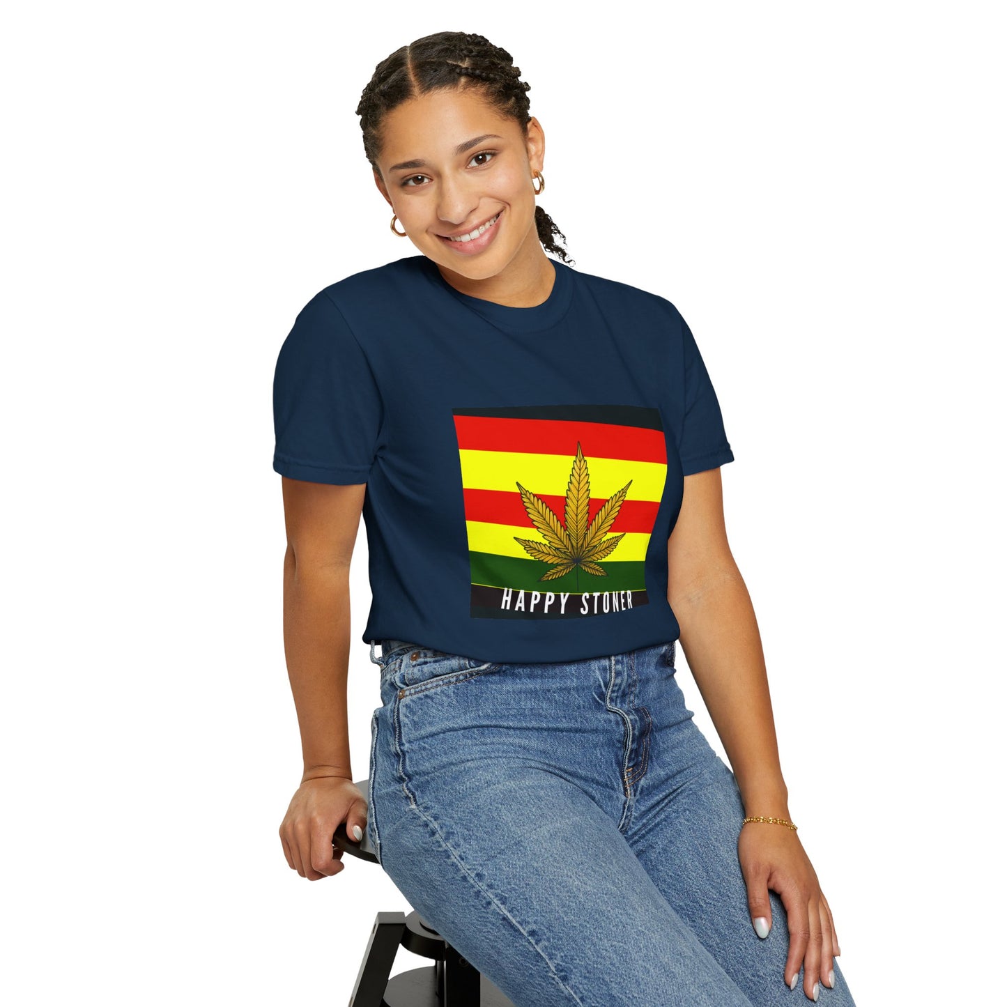 Happy Stoner Unisex Garment-Dyed T-shirt - Chill Vibes for Cannabis Enthusiasts