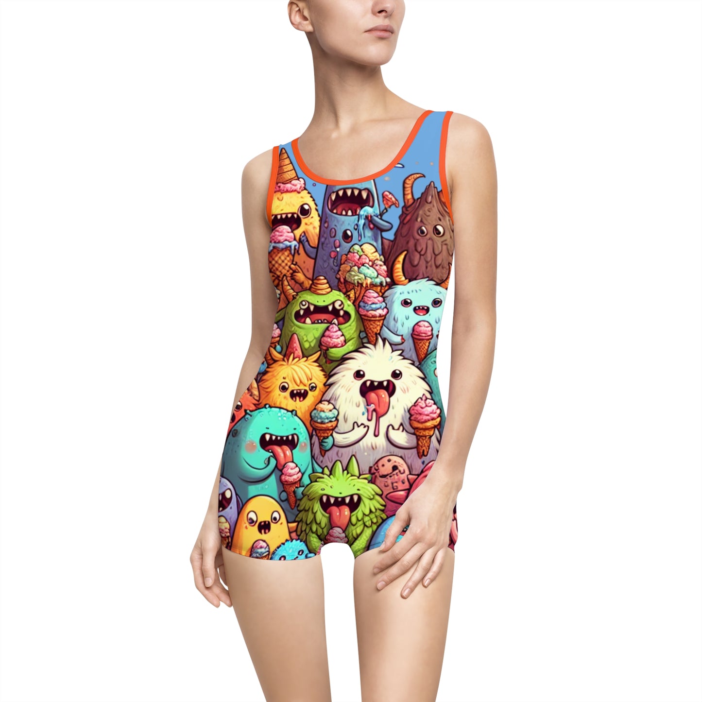 Women's Vintage Ice Cream Monster Swimsuit - Fun Summer Swimwear