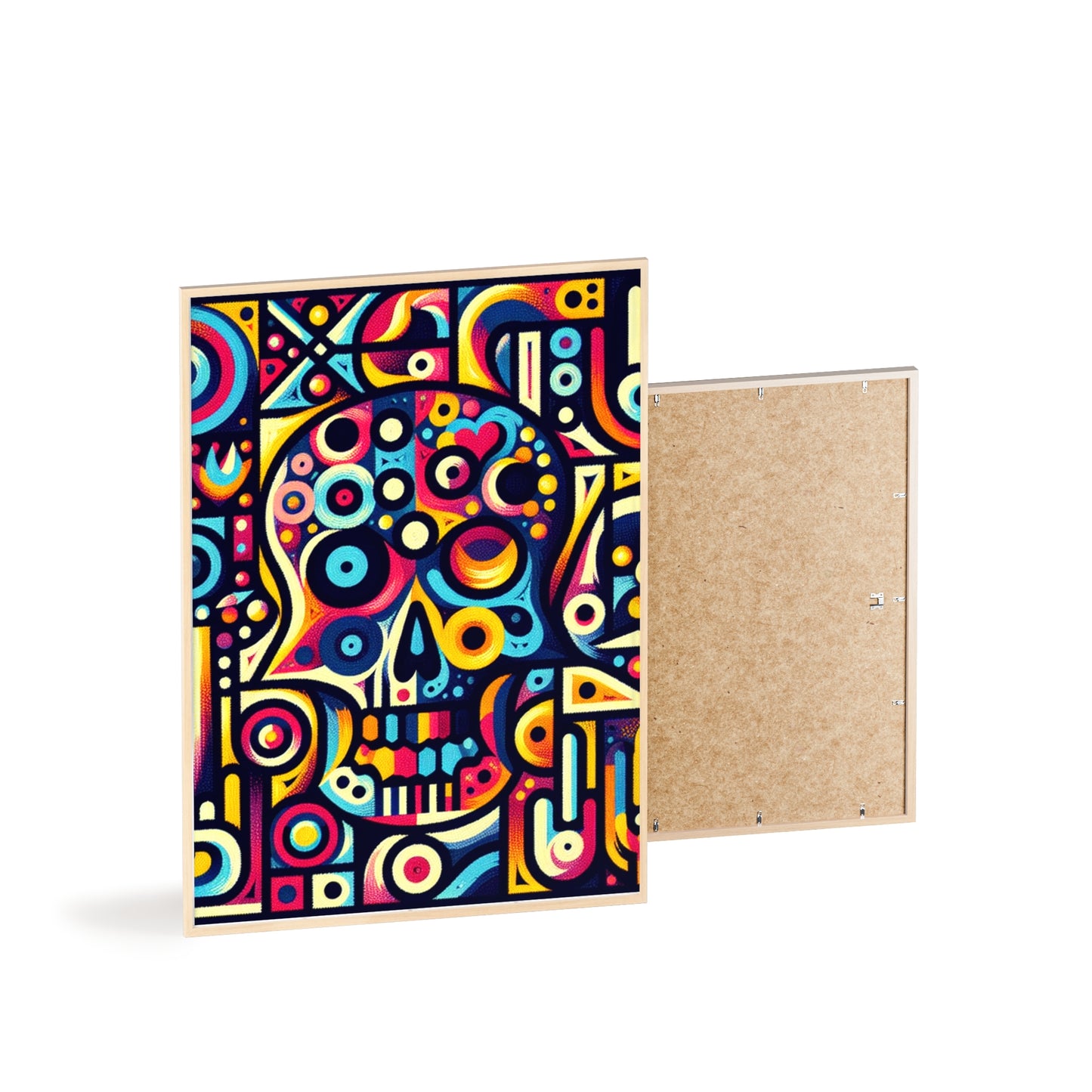 Skull Rock N Roll Posters with Wooden Frame