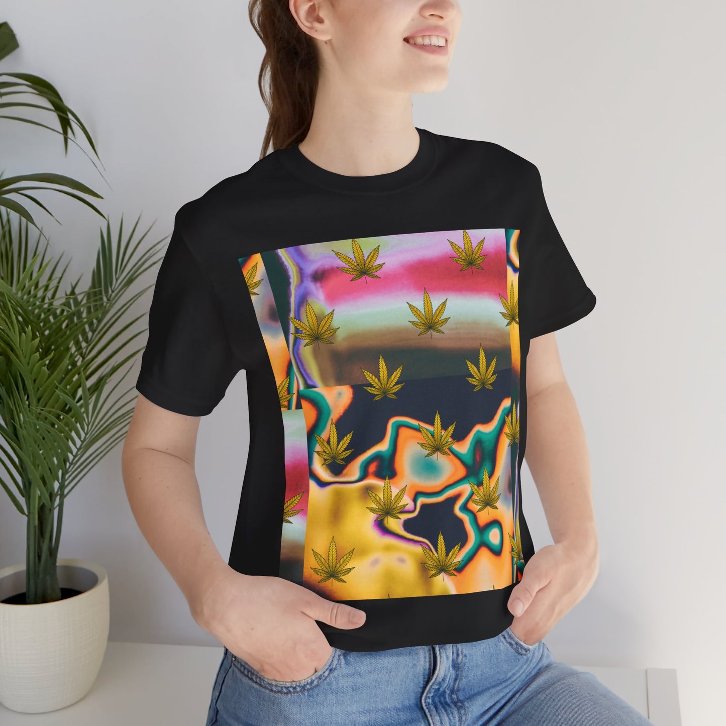 Vibrant Leaf Graphic Tee - Unisex Jersey Short Sleeve T-Shirt