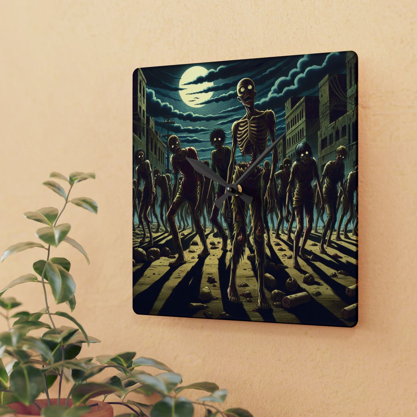 Yummy Zombies Acrylic Wall Clock