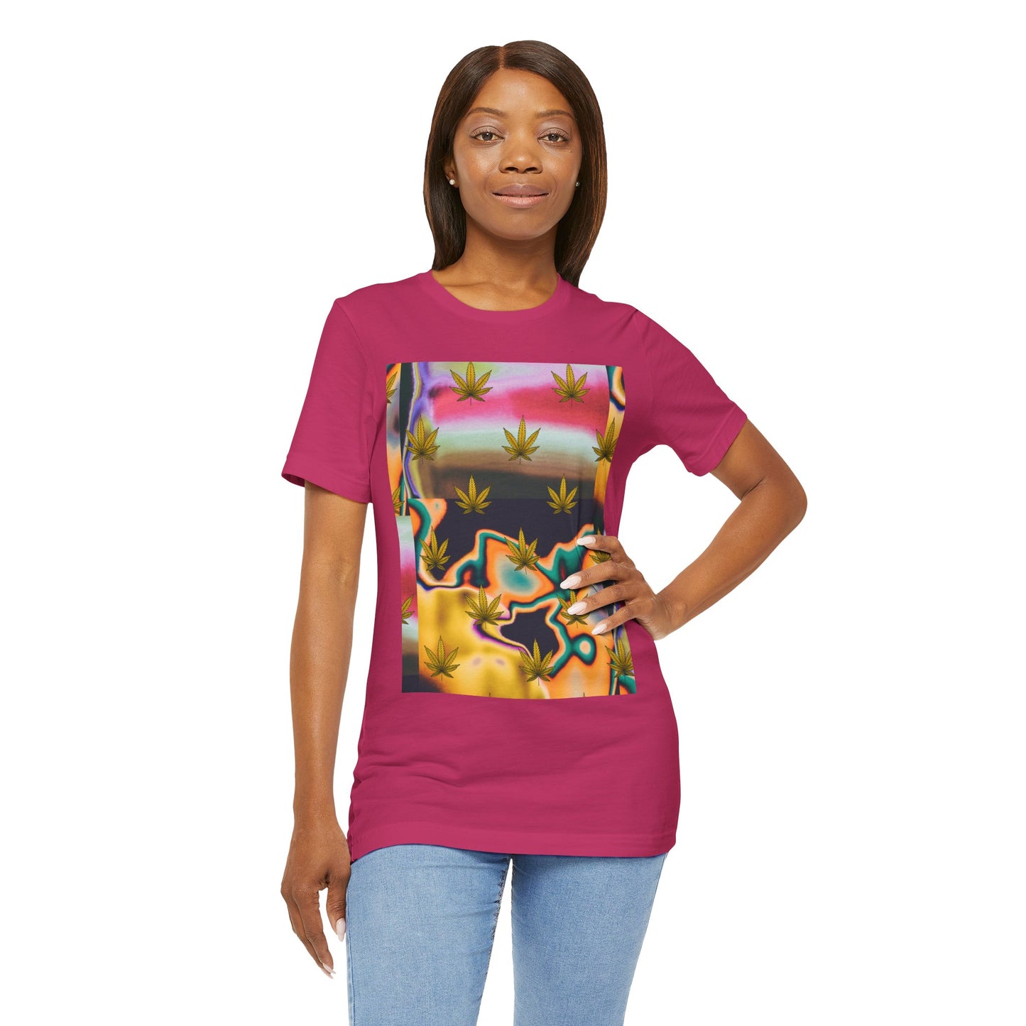 Vibrant Leaf Graphic Tee - Unisex Jersey Short Sleeve T-Shirt