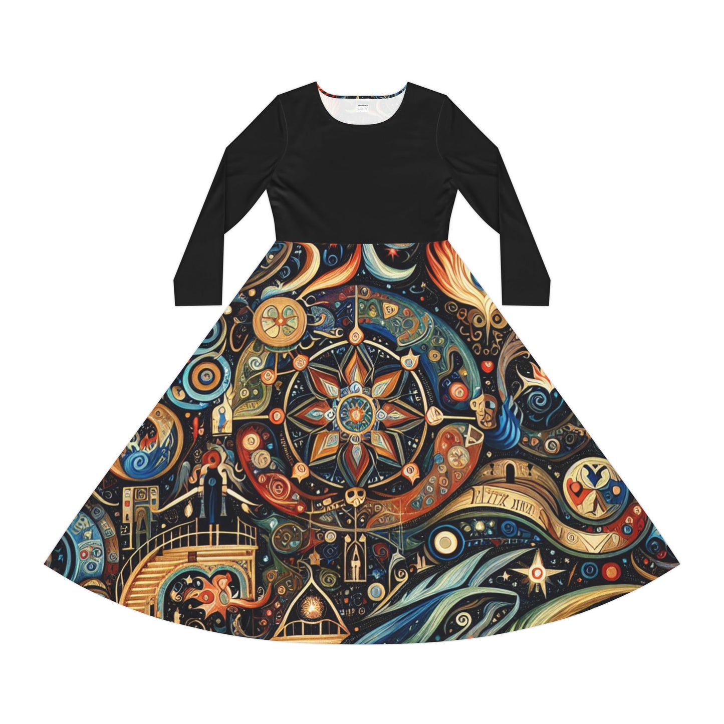 Gothic Women's Long Sleeve Dance Dress (AOP)