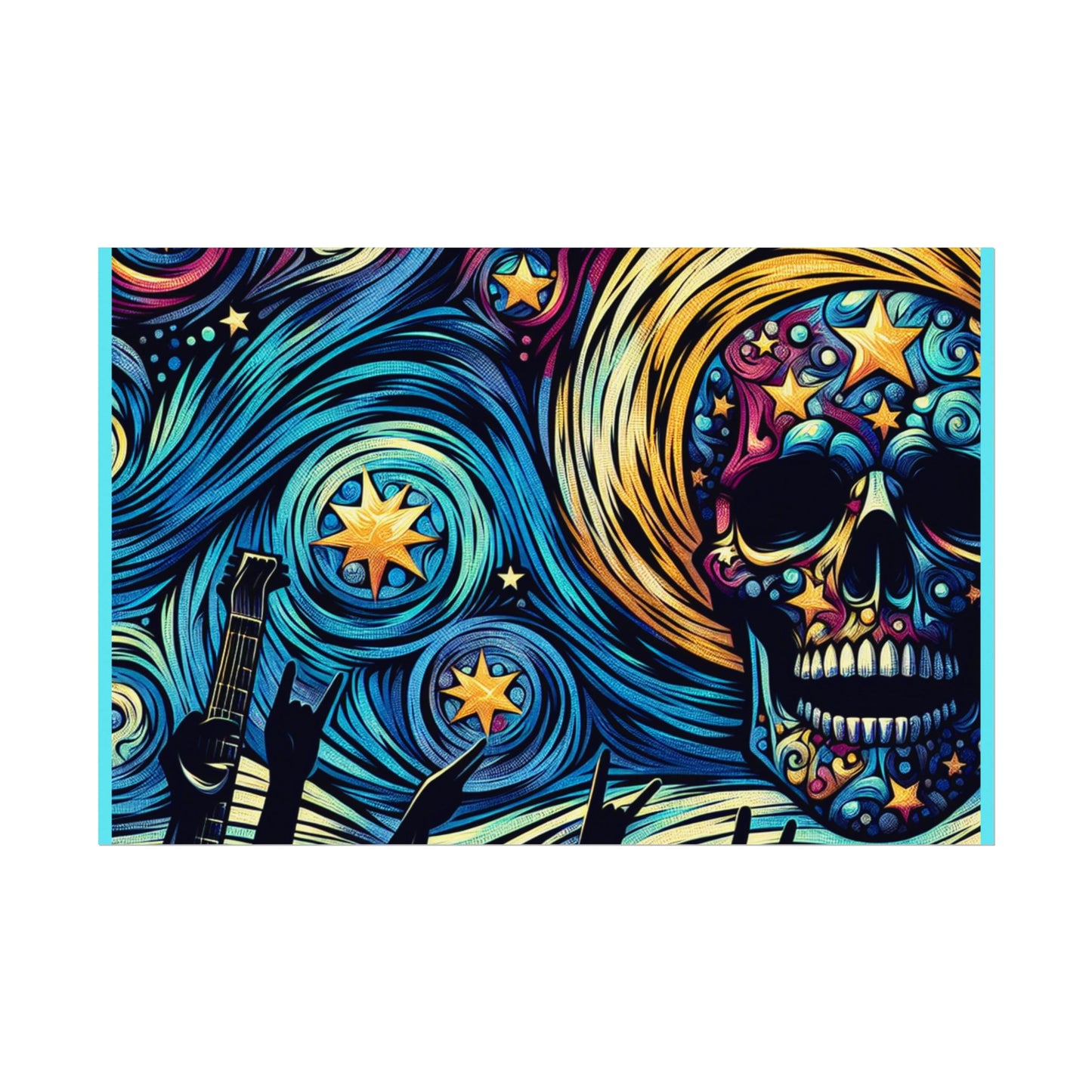 Midnight Rock N Roll Textured Watercolor Matte Posters