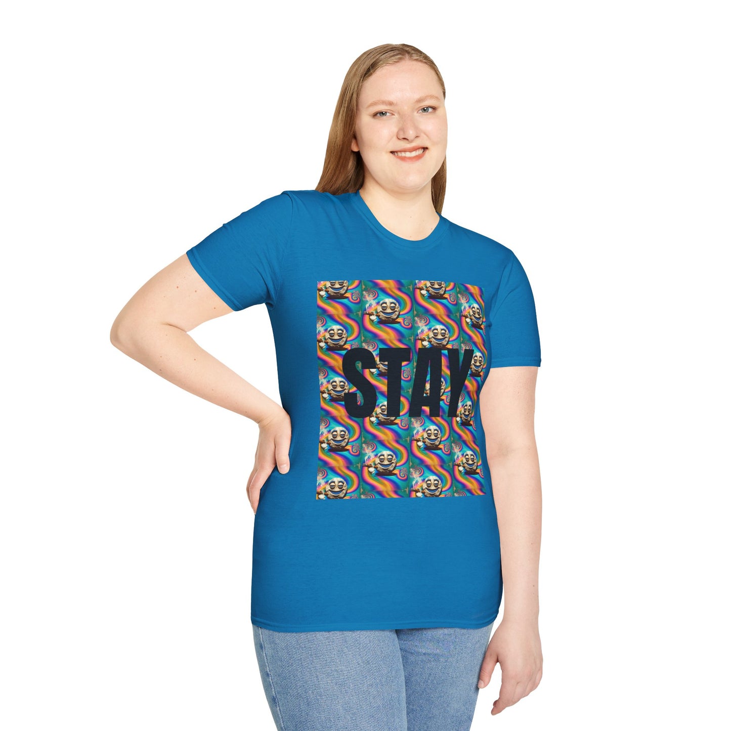 Stay Stoned Unisex Softstyle T-Shirt - Retro Vibe Graphic Tee for Fun Gatherings