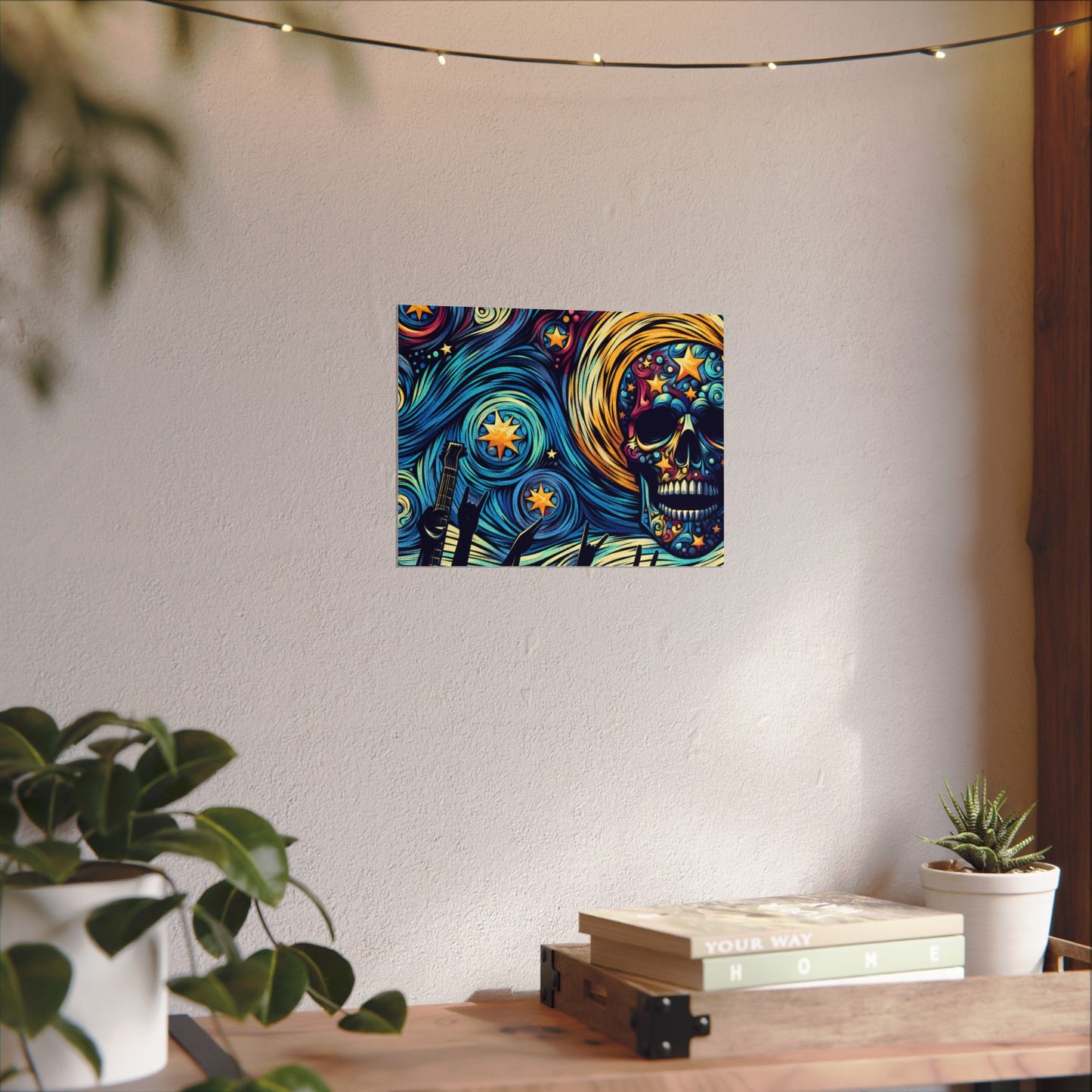 Midnight Rock N Roll Textured Watercolor Matte Posters